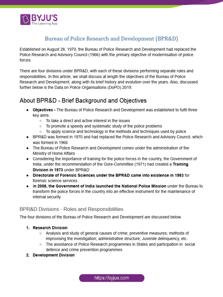Overview of BPR&D in Pakistan Police | PDF | Police | Law Enforcement