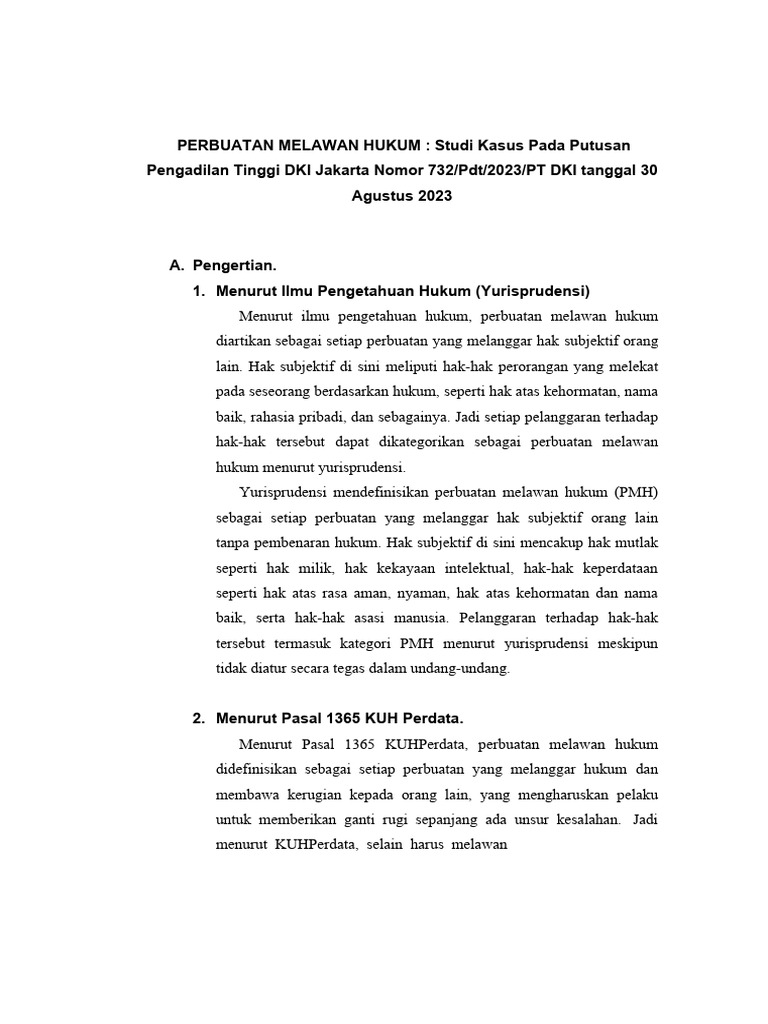 Analisis Perbuatan Melawan Hukum PMH | PDF | Ilmu Sosial | Hukum