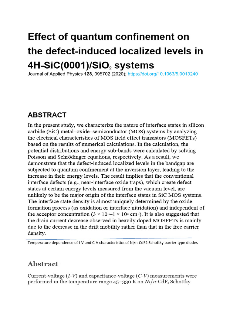 Effect of Quantum Confinement On The Defect | PDF | Mosfet | Field ...