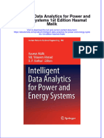 Ebook Intelligent Data Analytics For Power and Energy Systems 1St Edition Hasmat Malik Online PDF All Chapter