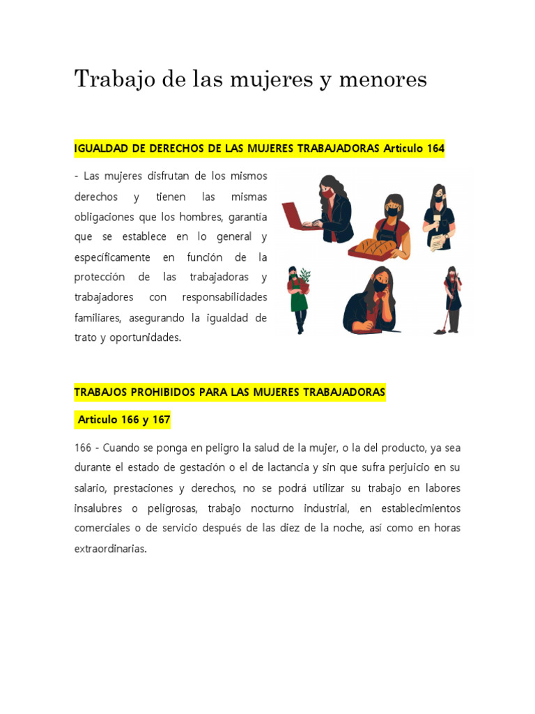 Trabajo de Las Mujeres y Menores | PDF | Tiempo de trabajo | Cuidado de ...