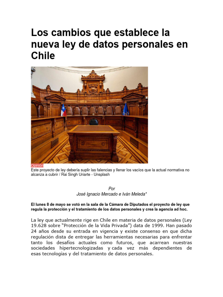 Nueva ley de datos personales en Chile | PDF | Chile | Privacidad