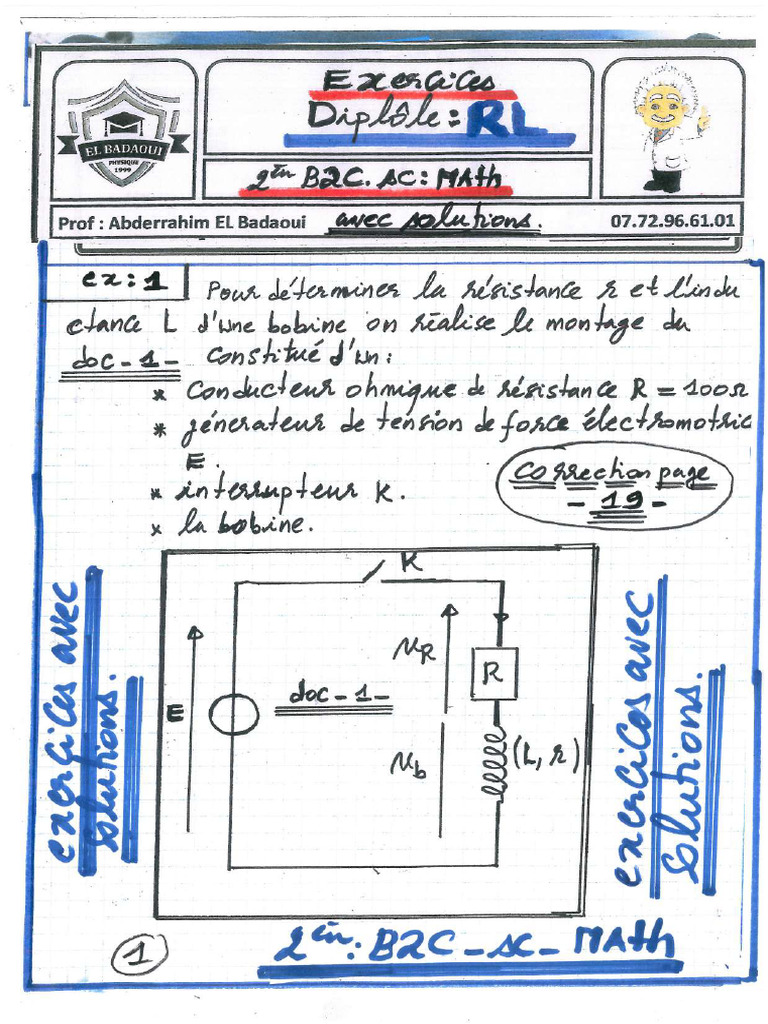 Exercices de Dipole RL 2 Eme Bac AC Math - Compressed | PDF
