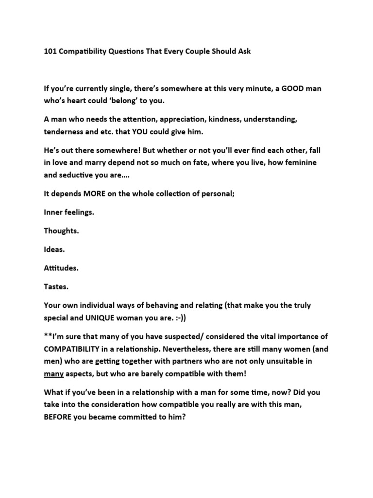 101 compatibility questions that every couple should ask pdf love