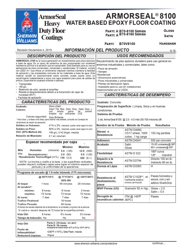 Armorseal 8100 (1) PDF Hormigón Pintar