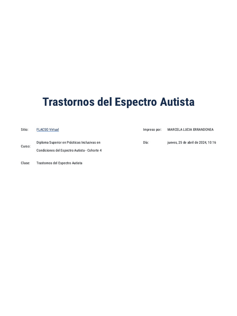 Curso sobre Autismo y Prácticas Inclusivas | PDF | Espectro autista ...