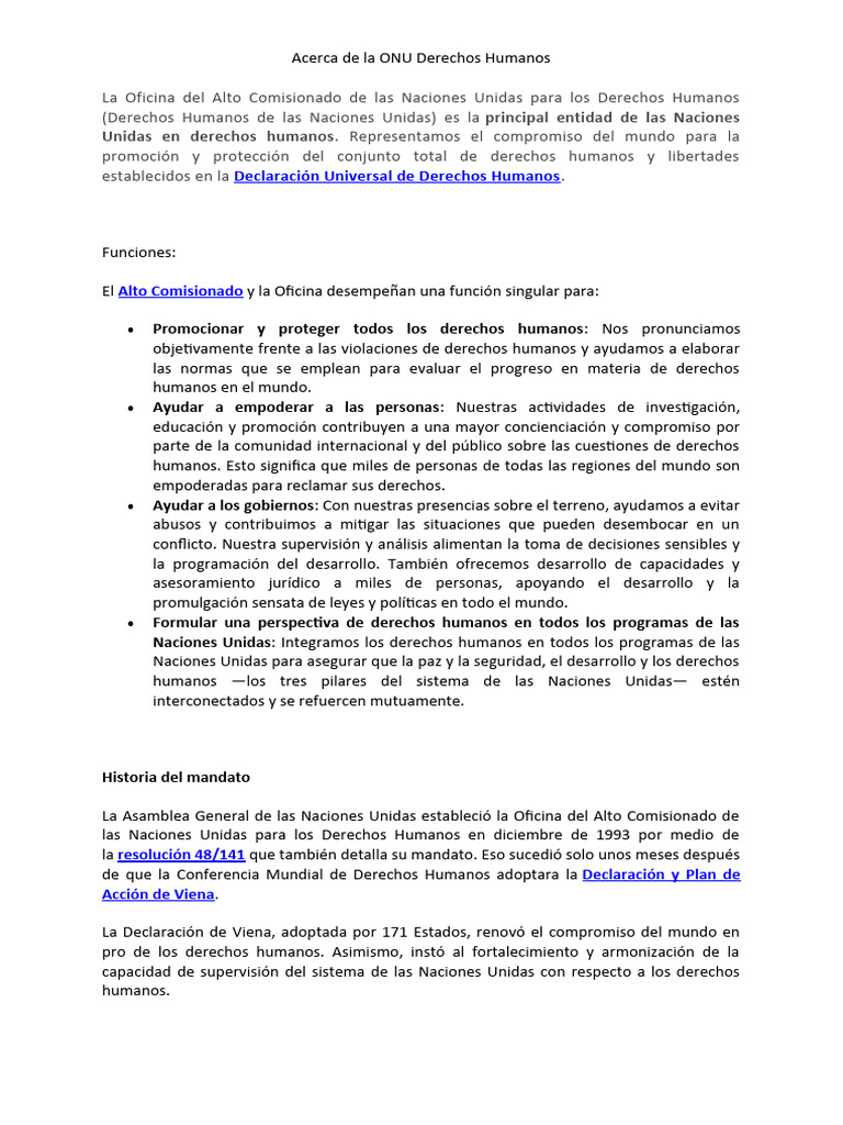 Acerca de La ONU Derechos Humanos | PDF | Naciones Unidas | Relaciones ...