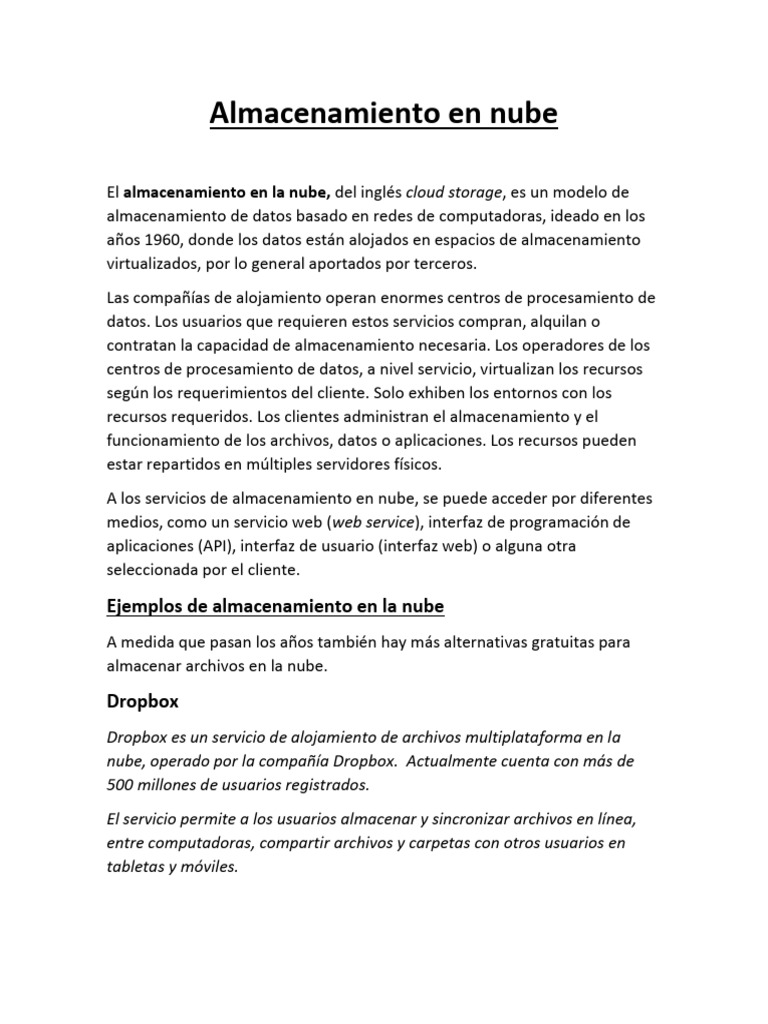 Guía de Almacenamiento en la Nube | PDF | Gestión de tecnología de la ...