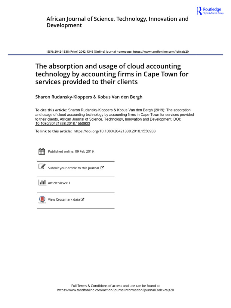 The Absorption And Usage Of Cloud Accounting Technology By Accounting The absorption and usage of cloud accounting technology by accounting