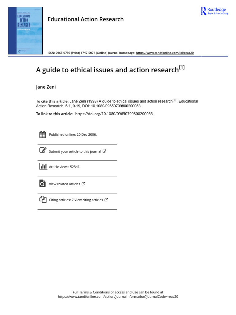 Ethical Guidelines for Action Research | PDF | Informed Consent | Teachers