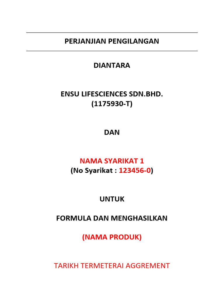 Agreement Template Oem Kosong | PDF