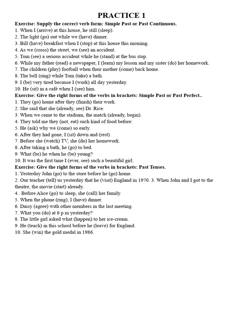 Practice Tense 1-2 | PDF