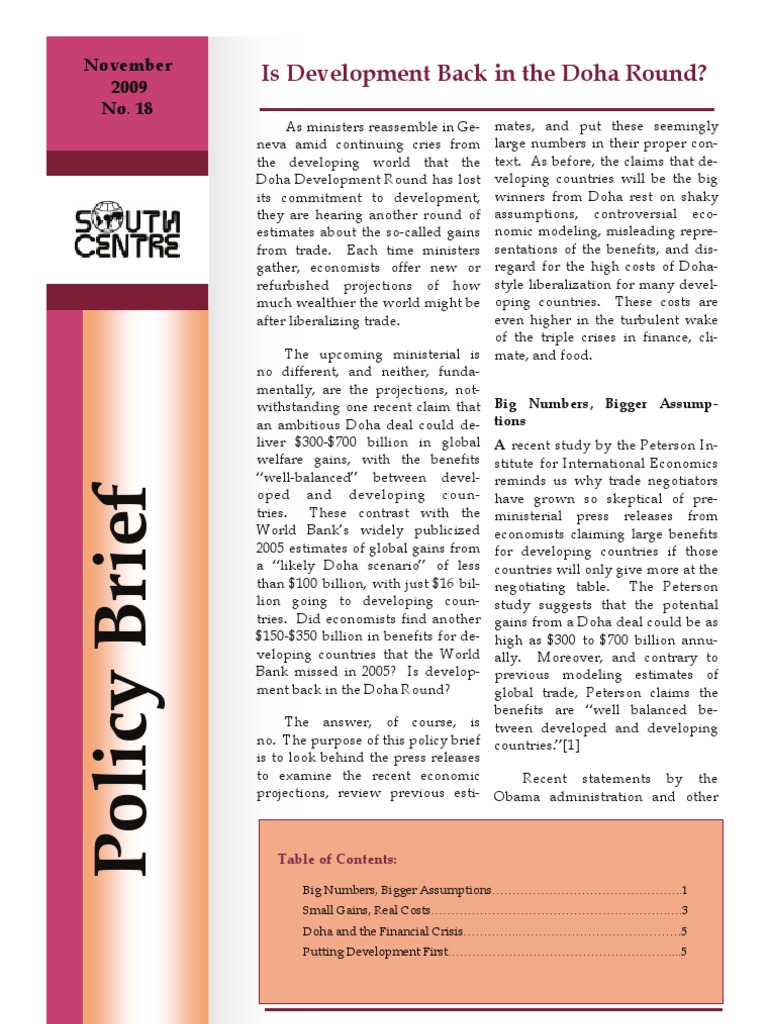 Development Back in Doha | PDF | World Trade Organization | Doha ...