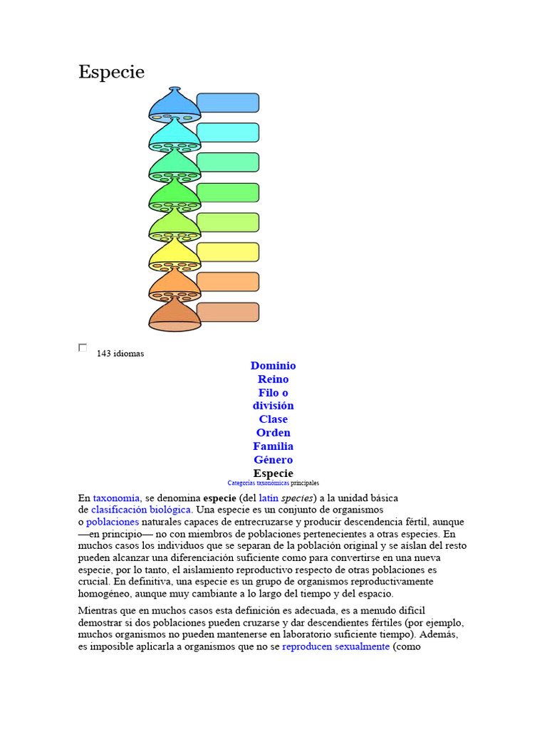 Definición y clasificación de especies | PDF | Especies | Nomenclatura ...