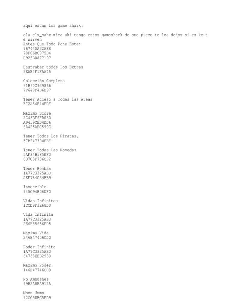 One Piece Gba Trucos Pdf