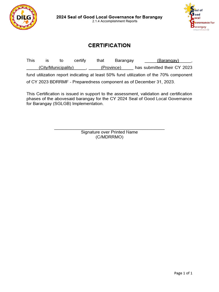 2 1 4 2 Certification BDRRM Fund Util PDF