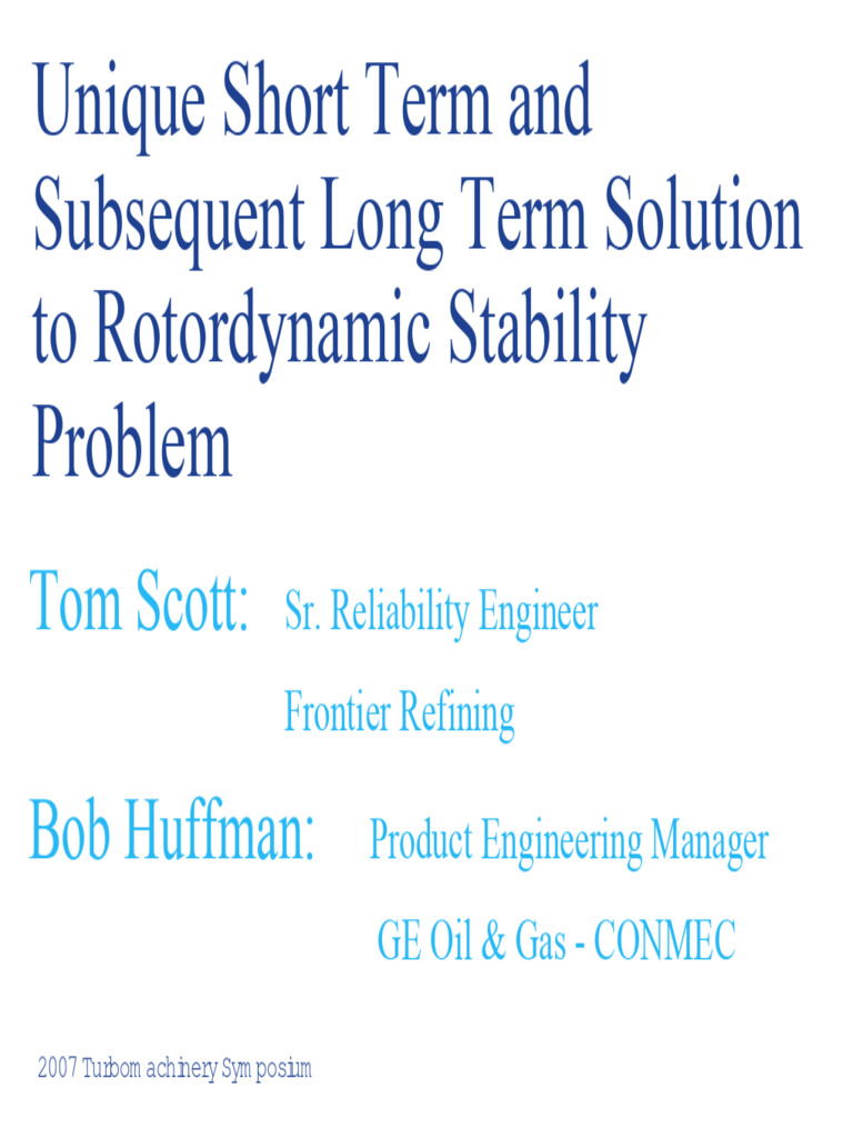 Rotordynamic Stability Solutions in Compressors | PDF | Turbomachinery ...