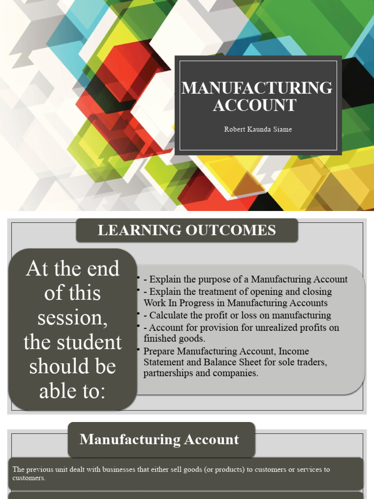 Manufacturing Account Main | PDF | Expense | Cost Of Goods Sold