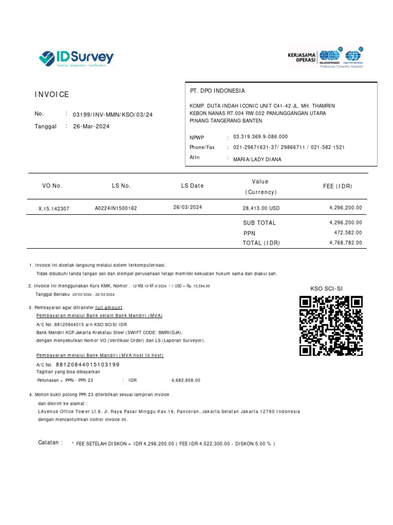 Contoh Invoice dan PPh 23 | PDF