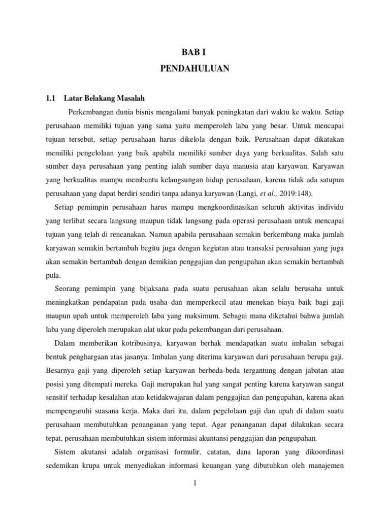 Analisis Sistem Informasi Akuntansi Penggajian Dan Pengupahan Pada PT ...