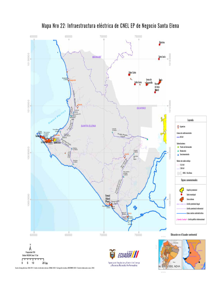 Mapa de Infraestructura Eléctrica Santa Elena | PDF | Geofísica ...