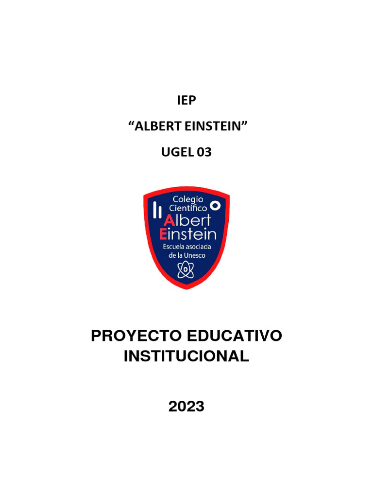 Proyecto Educativo IEP Albert Einstein 2023 | PDF | Enseñando | Aprendizaje
