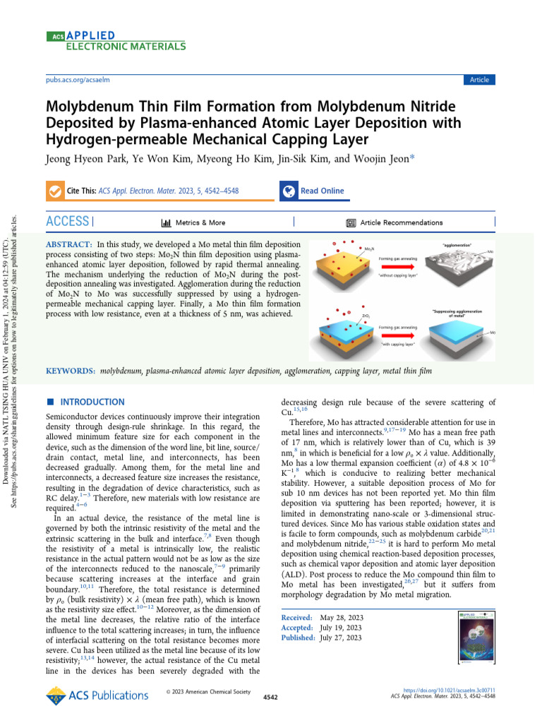 Molybdenum Thin Film via ALD Process | PDF | Thin Film | Condensed ...