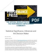 PerformanceXpress May 2016 - Featured Article Statistical Significance, Inferences, and The Decision Maker