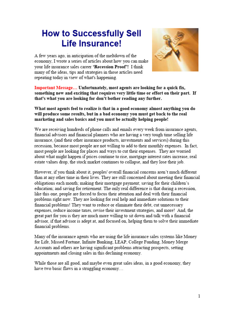 How To Sell Life Insurance Pdf Insurance Life Insurance