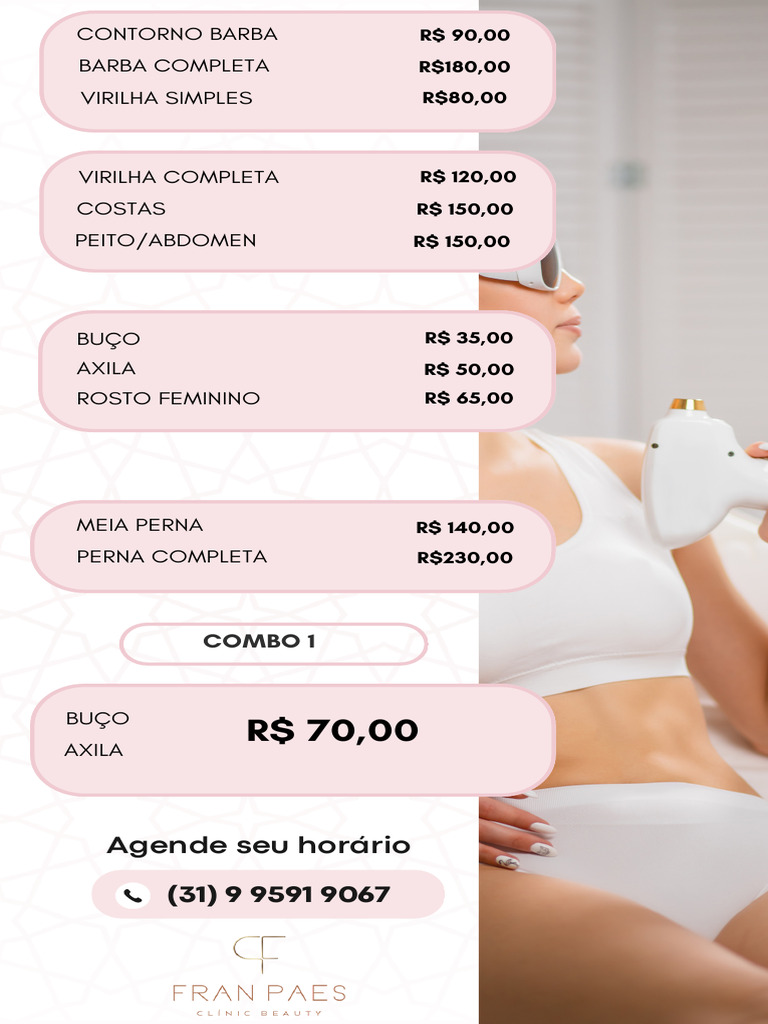 Tabela de Preços Depilação a Laser | PDF