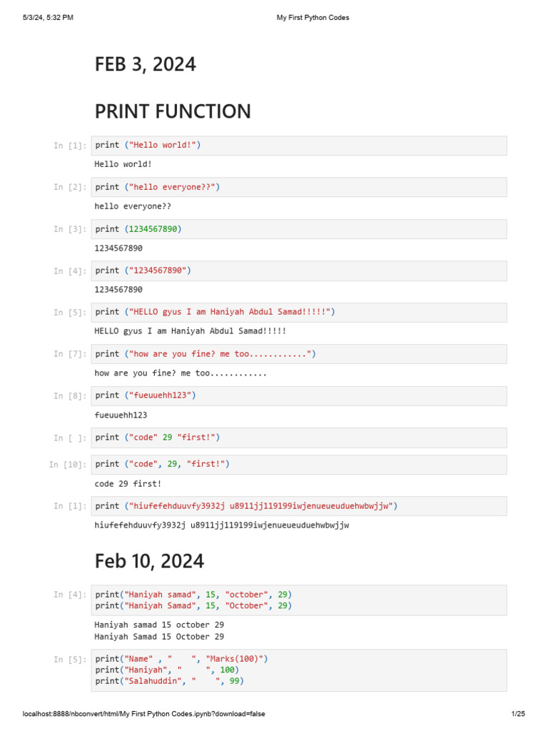 My First Python Codes | PDF | Variable (Computer Science) | Data Type