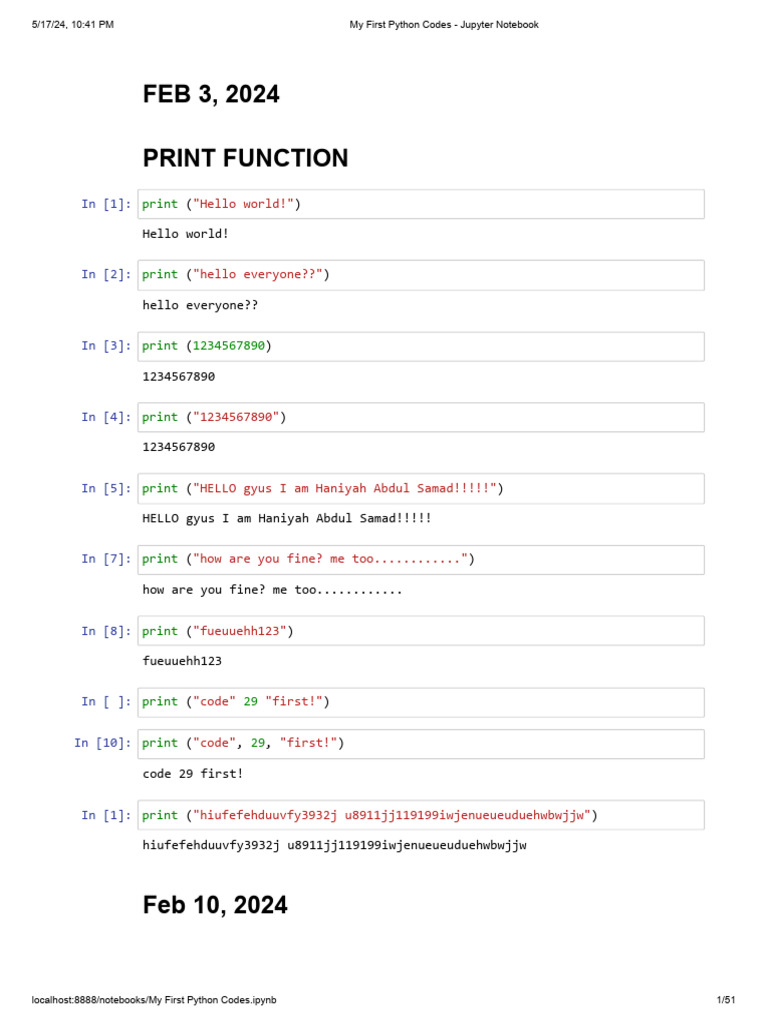 My First Python Codes - Jupyter Notebook | Download Free PDF | Personal ...