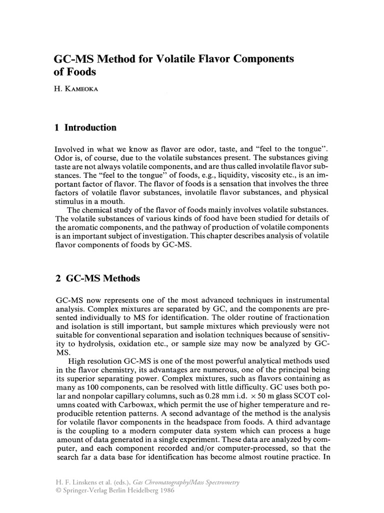 GC-MS Analysis of Food Flavor Volatiles | PDF | Gas Chromatography–Mass ...