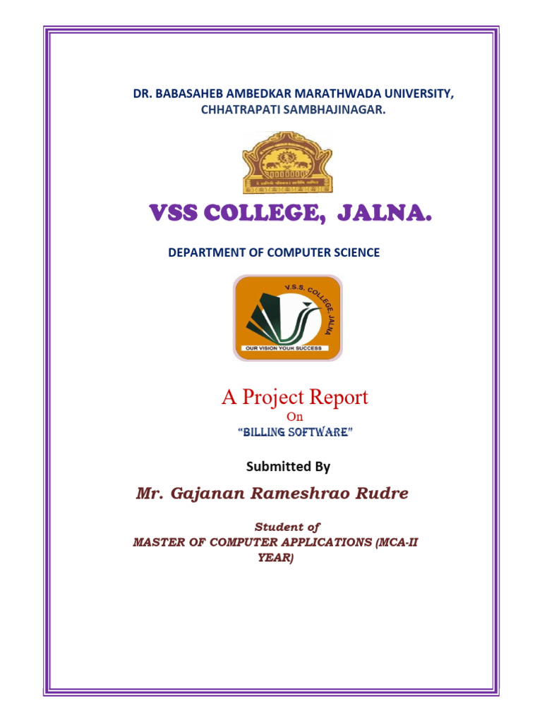 Billing Software Project Report | PDF | Technology & Engineering