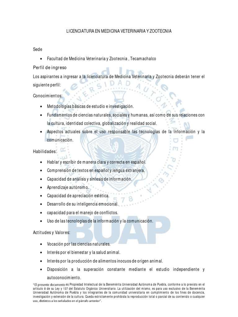 Licenciatura en Medicina Veterinaria y Zootecnia | PDF | Medicina ...