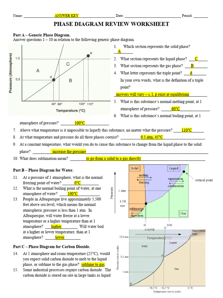 Phase Diagram Worksheet | PDF | Phase (Matter) | Phase Diagram