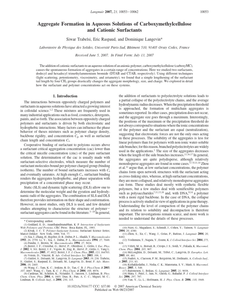 Surfactant-Polymer Aggregate Formation | PDF | Polymers | Surfactant
