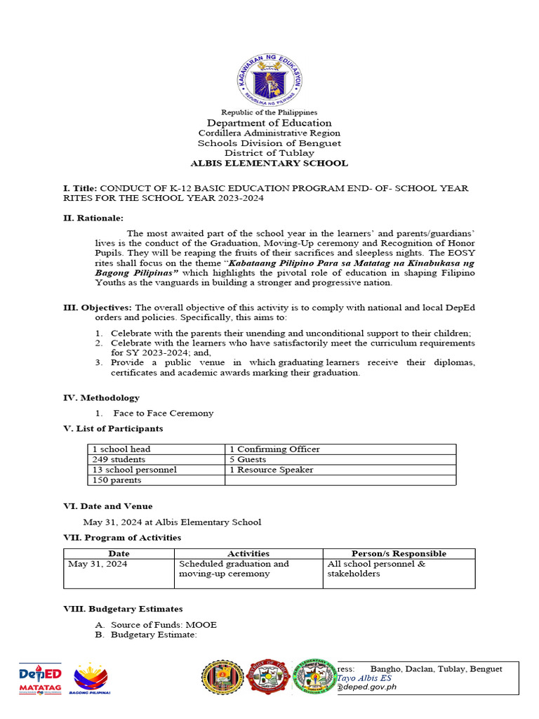 K-12 Graduation Ceremony 2024 Plan | PDF