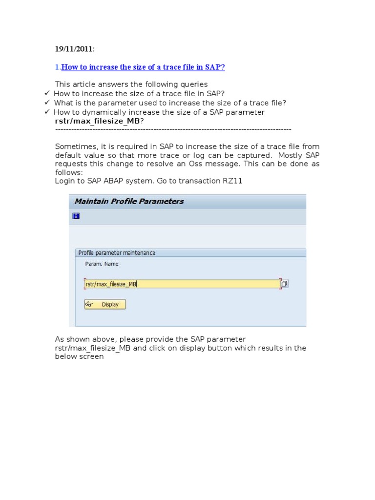 Resolving SAP Transport Errors A Guide to Increasing Trace File Sizes