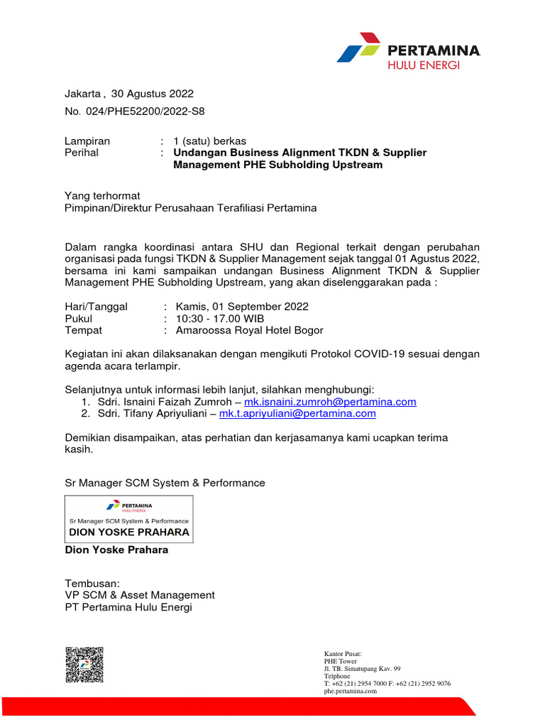 Surat Undangan - FGD TKDN PHE SHU - Afiliasi | PDF