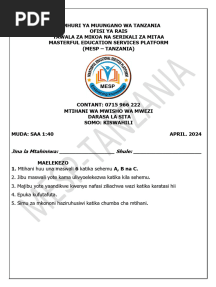 Mesp-Tanzania STD Vi April End Month Exam