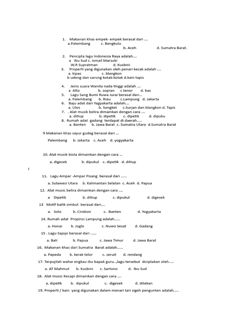 Soal Sbdp Kelas 5 2023 2024 Semester 1 Pdf