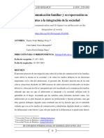 Efecto de La Comunicación Familiar y Su Repercusión en Adolescentes A La Integración de La Sociedad