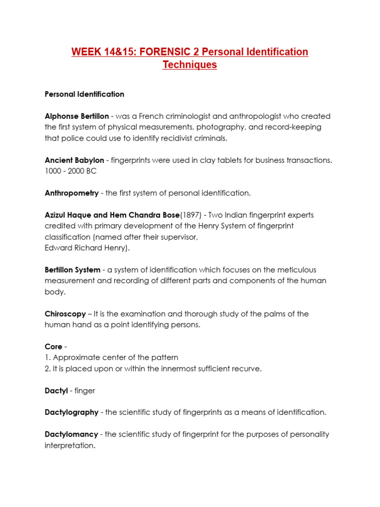 Forensic Identification Techniques | PDF | Fingerprint | Francis Galton