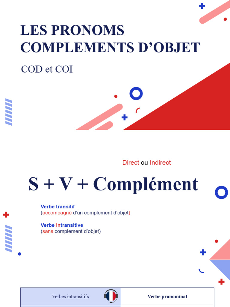 Pronoms COD et COI en français | PDF | Complément d'objet | Pronom