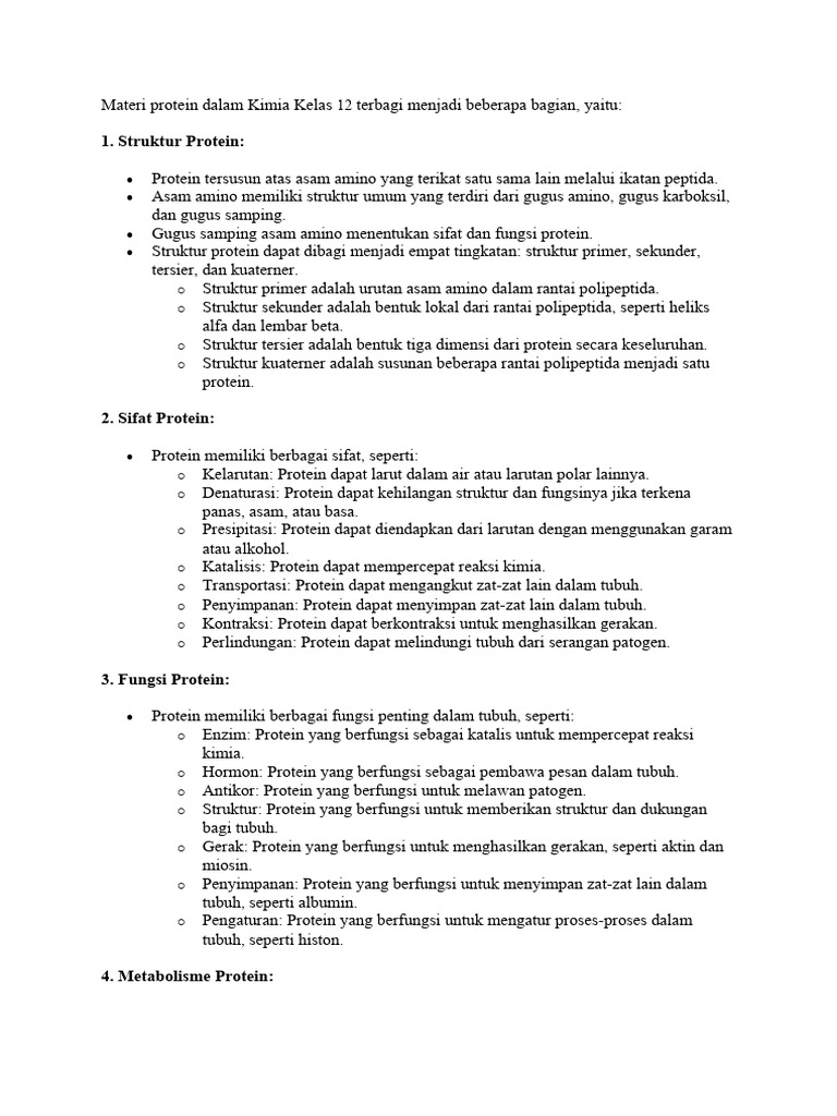Struktur, Sifat, dan Fungsi Protein Kelas 12 | PDF | Kesehatan Holistik ...