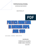 Proiect Politica Monetara in Romania Dupa 1989