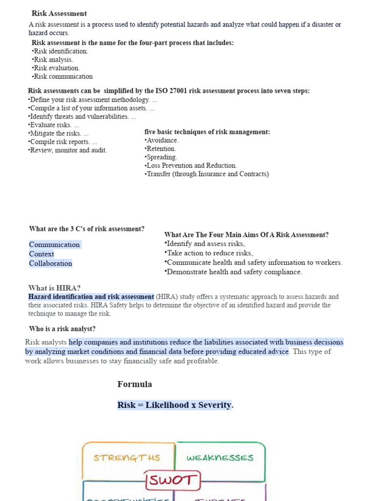 Risk Assessment Pdf Risk Risk Management