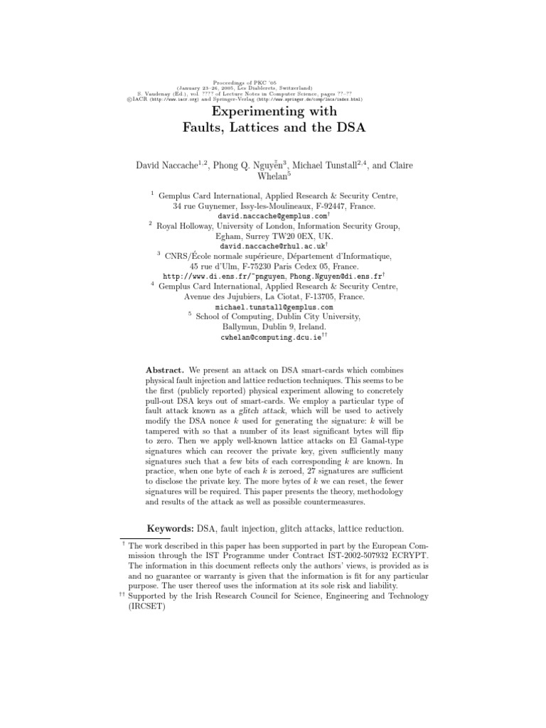 DSA Key Extraction via Fault Injection | PDF | Integrated Circuit ...