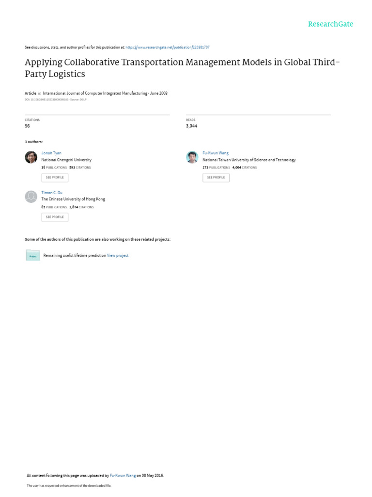 Collaborative Transportation in 3PL Logistics | PDF | Supply Chain ...